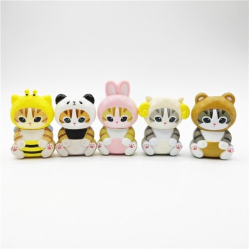 Mofusand Mini Animal Dress-Up Blind Box - 5pc Sitting Cat Figures (4.5-5.5cm PVC) Kawaii Collectible Set