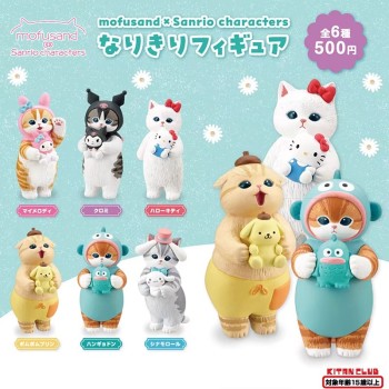 Mofusand x Sanrio Dress-Up Series Blind Box - 6pc Cat Character Figures (5cm PVC) Collectible Set