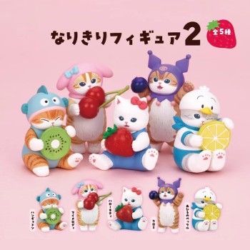 Mofusand x Sanrio Fruit Cats Blind Box - Complete Set Kawaii Collab Figures (4-5cm PVC) Cute Desk Decor Collectibles