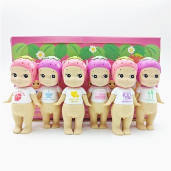 Sonny Angel Strawberry Series Complete Set - 6 Kawaii Angel Figures (7.5cm PVC) Blind Box Car Decor & Cake Topper Collectibles  
